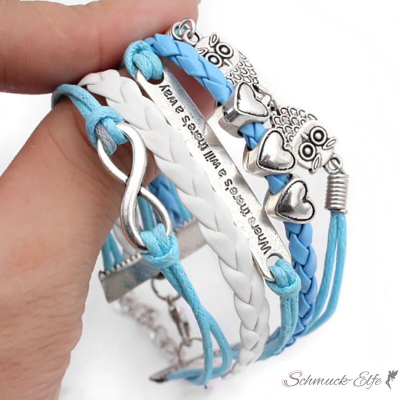 Armband Euly mit Herzchen hellblau / weiß, 12,99 €