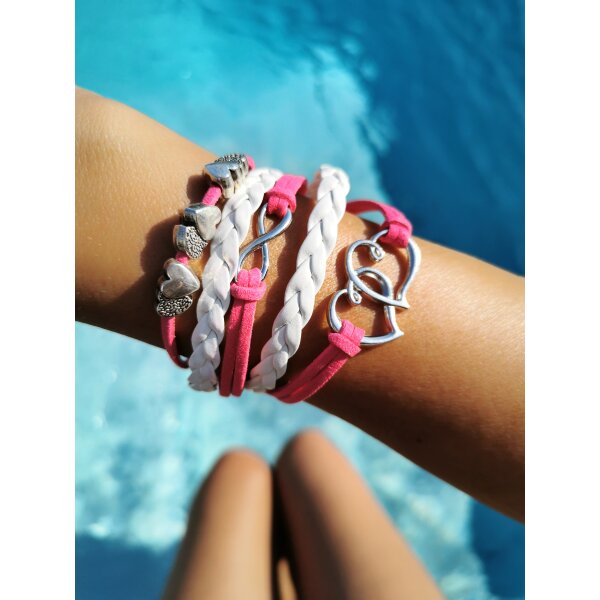 Armband Herzchen LOVE hot pink wei