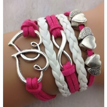 Armband Herzchen LOVE hot pink wei