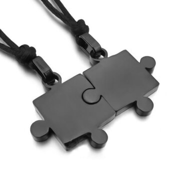 Partnerketten Puzzle schwarz Edelstahl inkl. Ketten im...