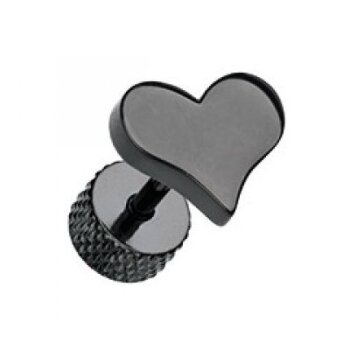 1 Paar Herz Ohrstecker Edelstahl schwarz im Organza...