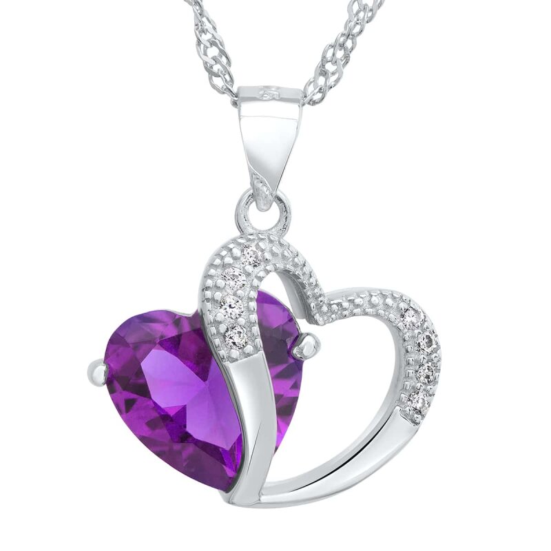 Silber Anhänger Amethyst Herz inkl. Kette, 99,99 €