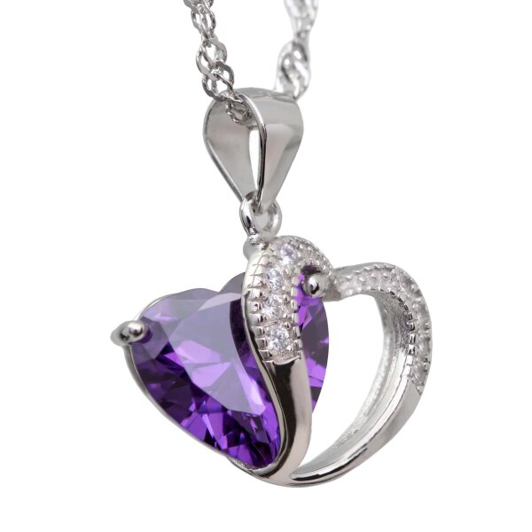 Silber Anhnger Amethyst Herz inkl. Kette