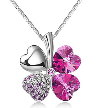 Kleeblatt Swarovski Elements pink inkl. Kette im weißen...