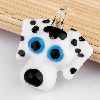 Dalmatiner Kette Glas Kunst inkl. Lederkette im...