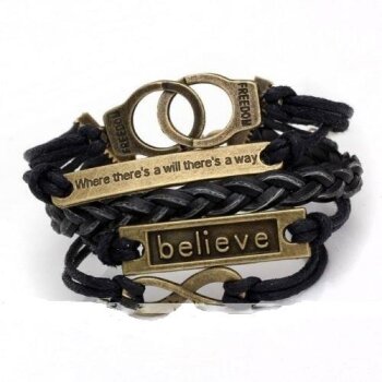 Armband BELIEVE & Freedom schwarz