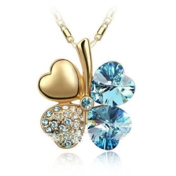 Kleeblatt Swarovski Elements Gold türkis inkl. Kette im...