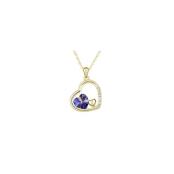 HERZ ANHÄNGER Swarovski Elements violett vergoldet inkl Kette im Organza Beutel