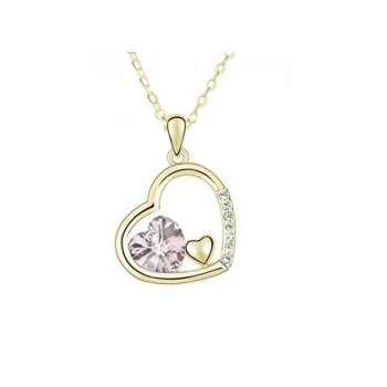 HERZ ANHÄNGER Swarovski Elements rosa vergoldet inkl...