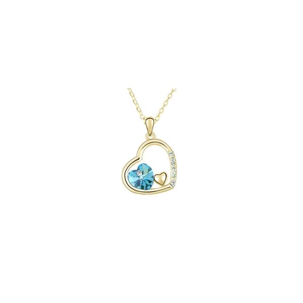 HERZ ANHÄNGER Swarovski Elements türkis vergoldet inkl Kette im Organza Beutel