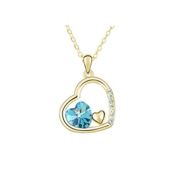 HERZ ANHÄNGER Swarovski Elements türkis vergoldet inkl...
