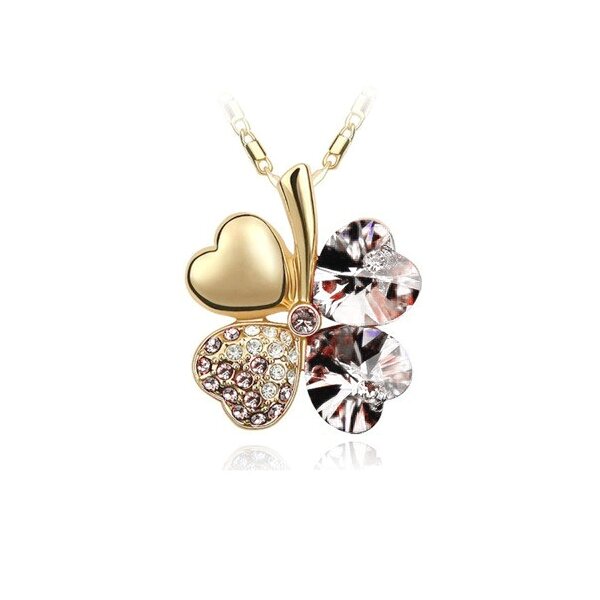 Kleeblatt Swarovski Elements Gold rosa inkl. Kette, 29,99 €