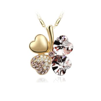 Kleeblatt Swarovski Elements Gold rosa inkl. Kette