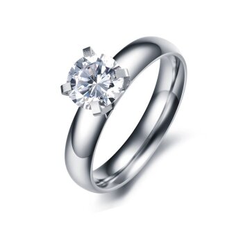 Zirkonia Solitaire Damenring Edelstahl im Etui mit...