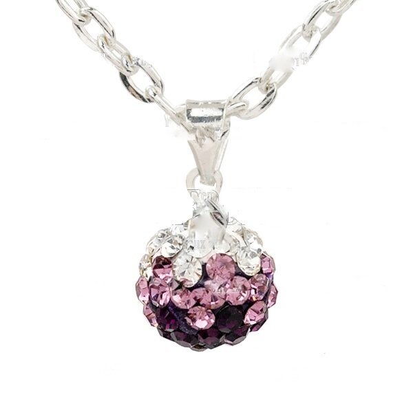 Shamballa Kette brombeer weiß im weißen Organza Beutel EDEL