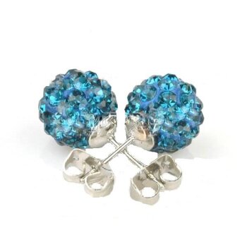 1 Paar Shamballa Strass Ohr Stecker petrol im weißen...