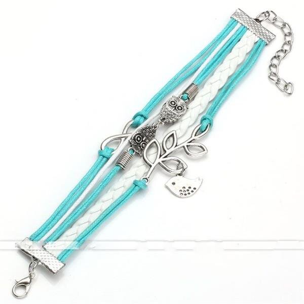 Armband Euly mit Vgelchen trkis blau & wei