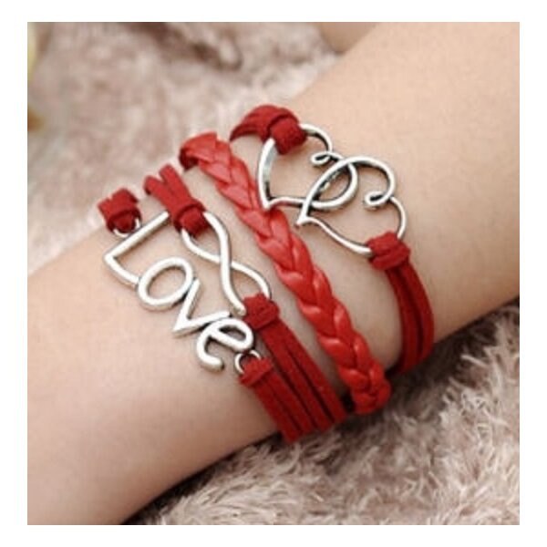 Armband Doppelherz LOVE rot