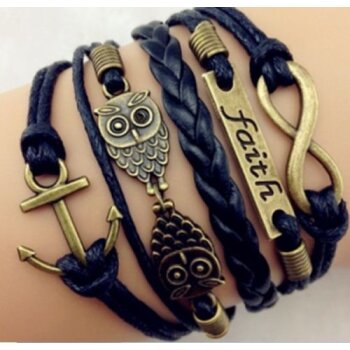 Armband Euly Anker & FAITH schwarz im Organza Beutel