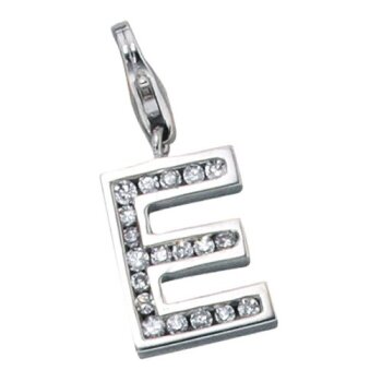 Buchstaben Charm E 925 Silber mit Zirkonia im Etui