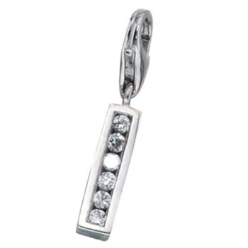 Buchstaben Charm I 925 Silber mit Zirkonia im Etui