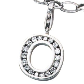 Buchstaben Charm O 925 Silber mit Zirkonia im Etui