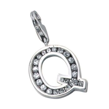 Buchstaben Charm Q 925 Silber mit Zirkonia im Etui