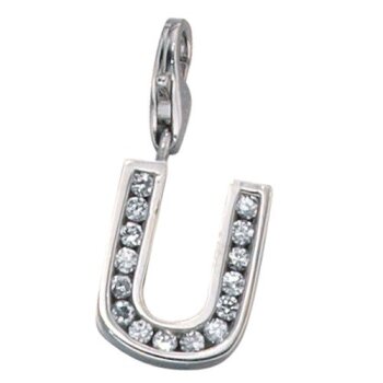 Buchstaben Charm U 925 Silber mit Zirkonia im Etui