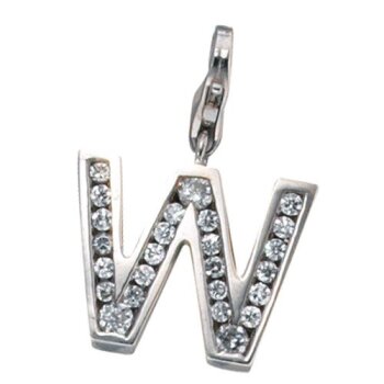Buchstaben Charm W 925 Silber mit Zirkonia im Etui