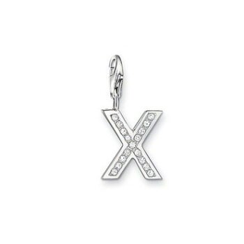 Buchstaben Charm X 925 Silber mit Zirkonia im Etui