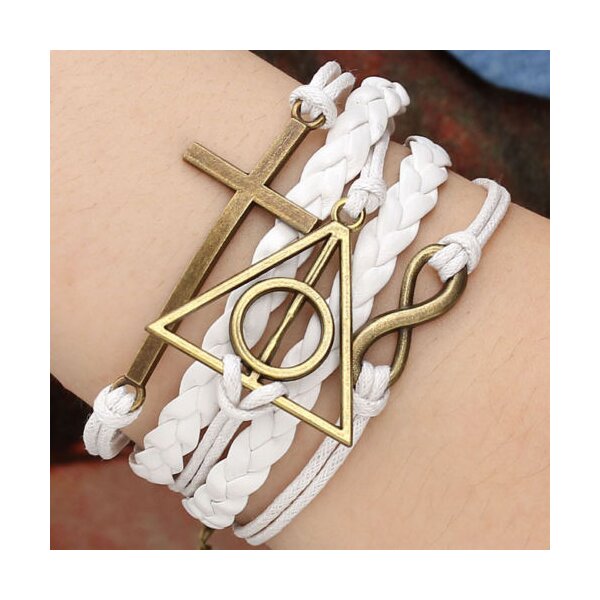 Armband Infinity & Kreuz wei