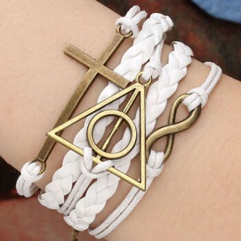 Armband Infinity & Kreuz wei