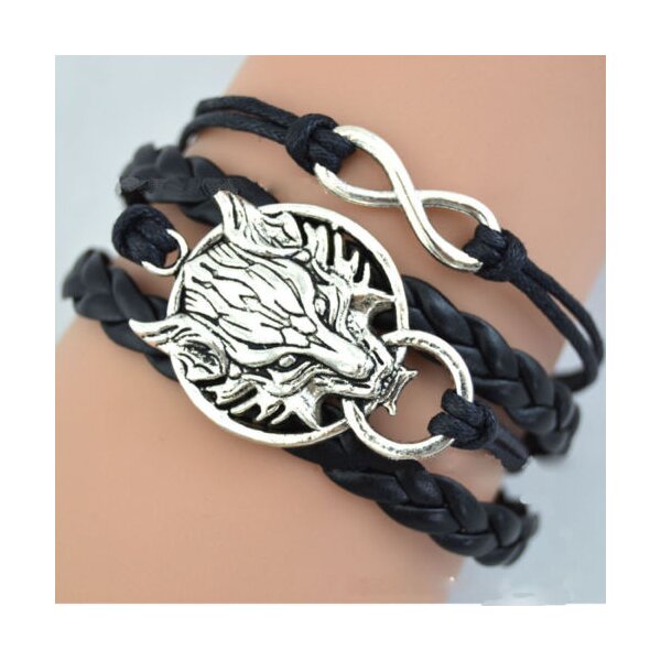 Armband Wolf schwarz