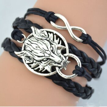 Armband Wolf schwarz