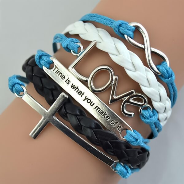 Armband Love Kreuz trkis wei schwarz