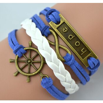 Armband Hope & Infinity wei blau im Organza Beutel