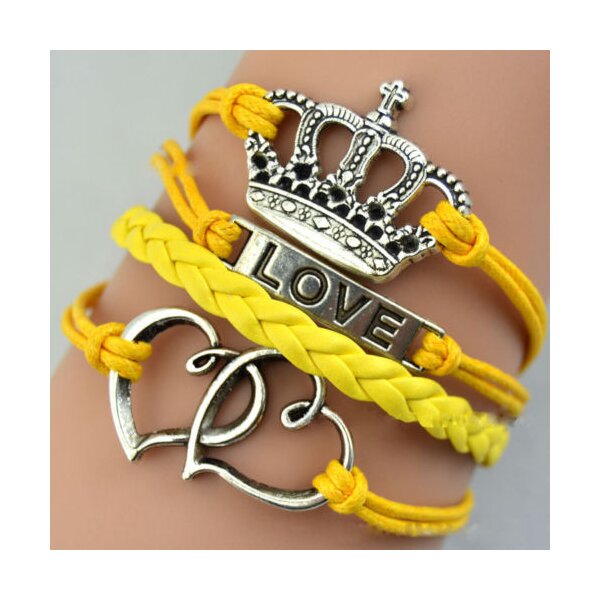 Armband Love & Krone gelb