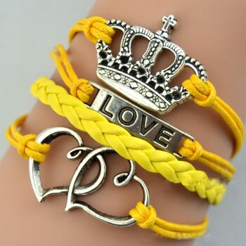 Armband Love & Krone gelb