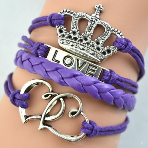 Armband Love & Krone lila