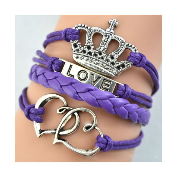 Armband Love & Krone lila