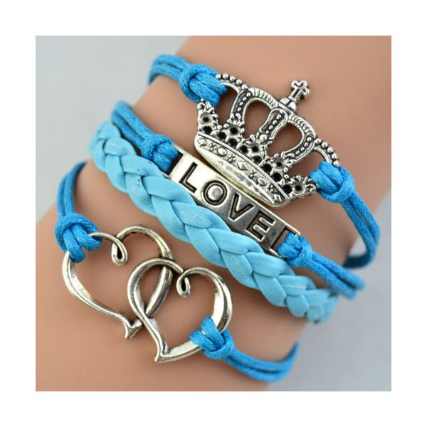Armband Love & Krone hellblau