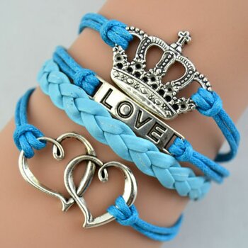 Armband Love & Krone hellblau
