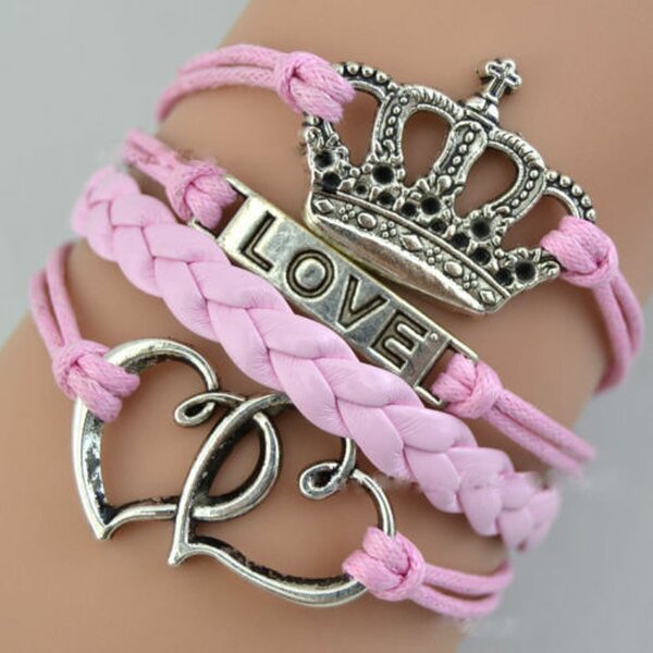 Armband Love & Krone rosa
