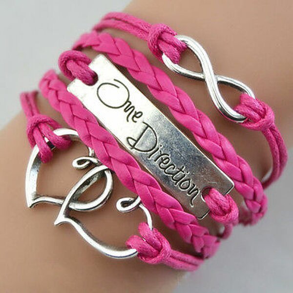 Armband Infinity One Direction Hot PINK  im Organza Beutel