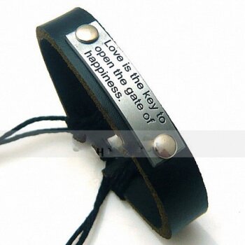 Echt Lederarmband Love is the Key Gravur dkl. braun im...