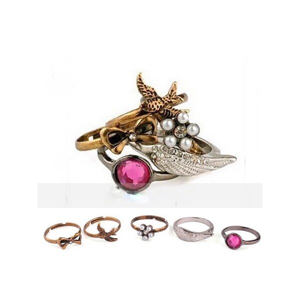 vintage Ring Set 5 teilig