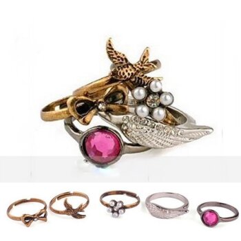vintage Ring Set 5 teilig