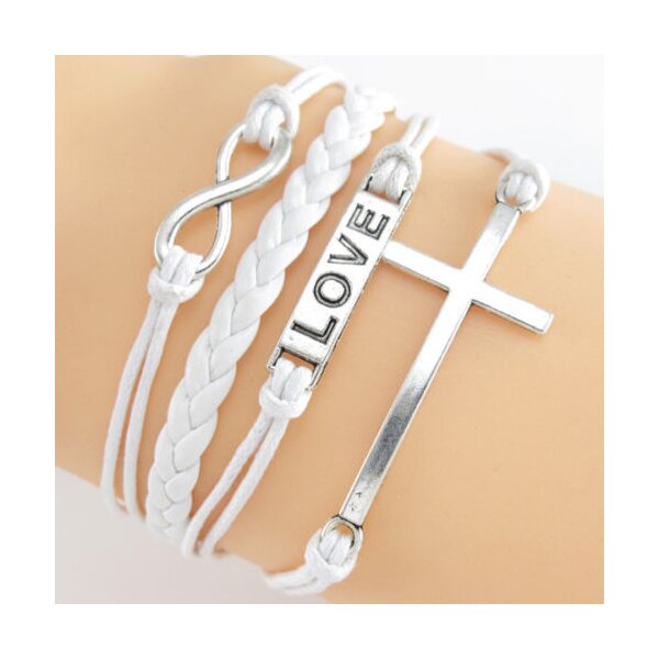 Armband Love Kreuz wei