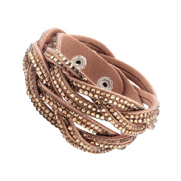 Wickel Lederarmband Strass Caramel