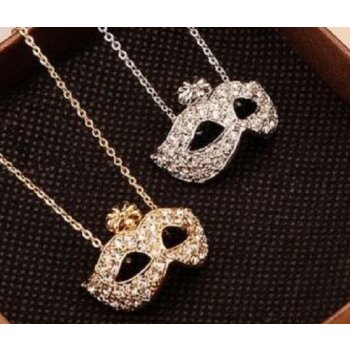 Anhänger Maske Silber & Gold Strass inkl. Kette